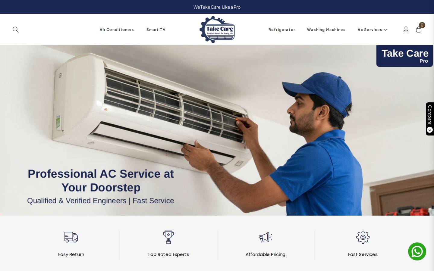 takecarepro.com homepage screenshot