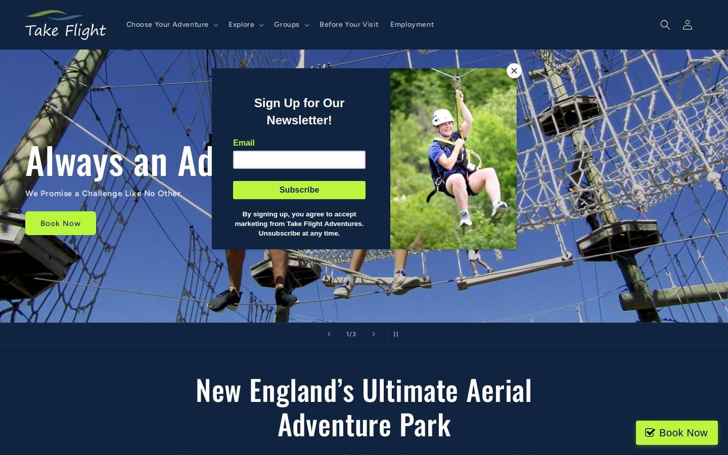 takeflightadv.com homepage screenshot