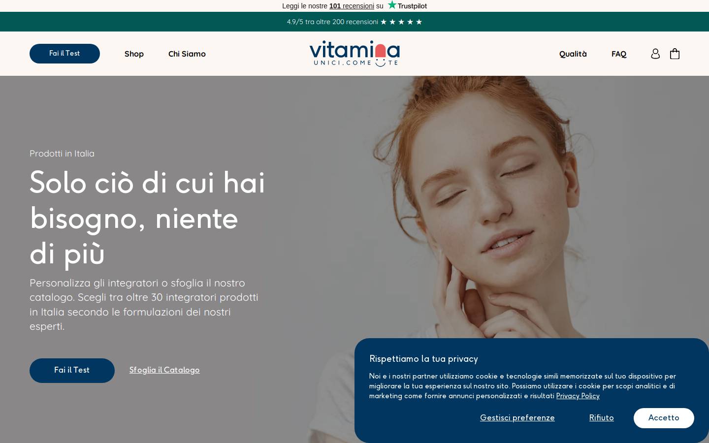 Vitamina | Unici, come Te homepage screenshot
