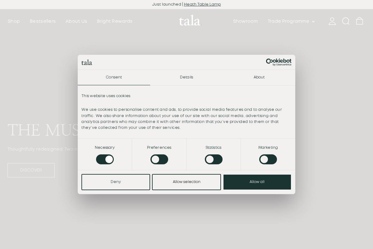 tala.co.uk homepage screenshot