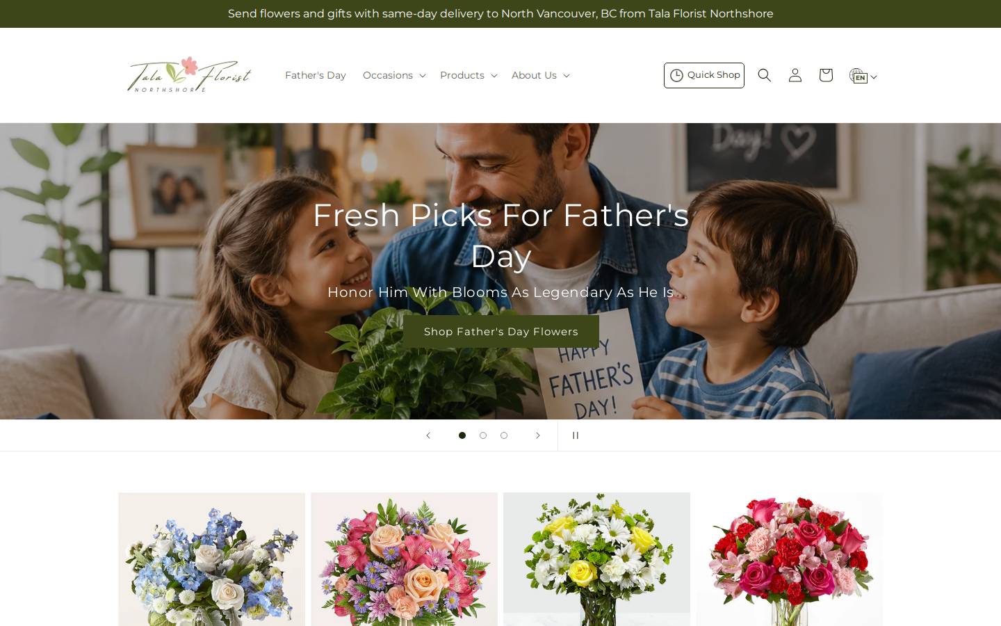 talaflorist.ca homepage screenshot