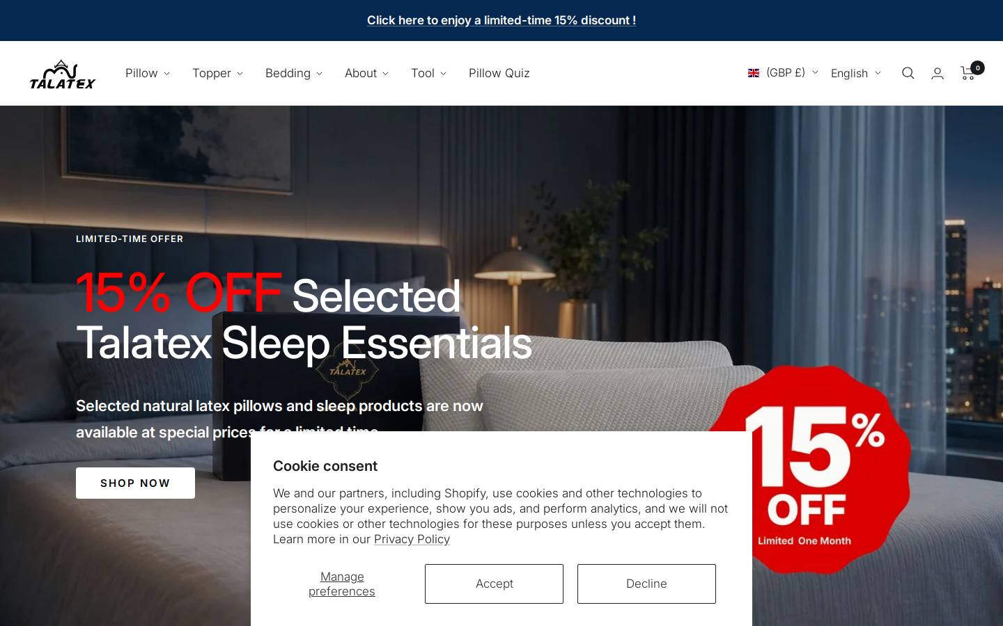 Talatex homepage screenshot