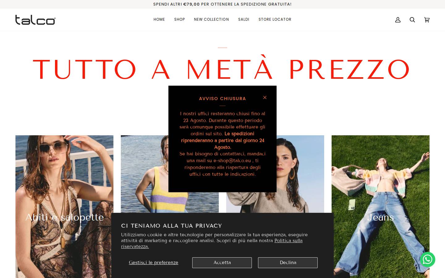 Talco Abbigliamento homepage screenshot