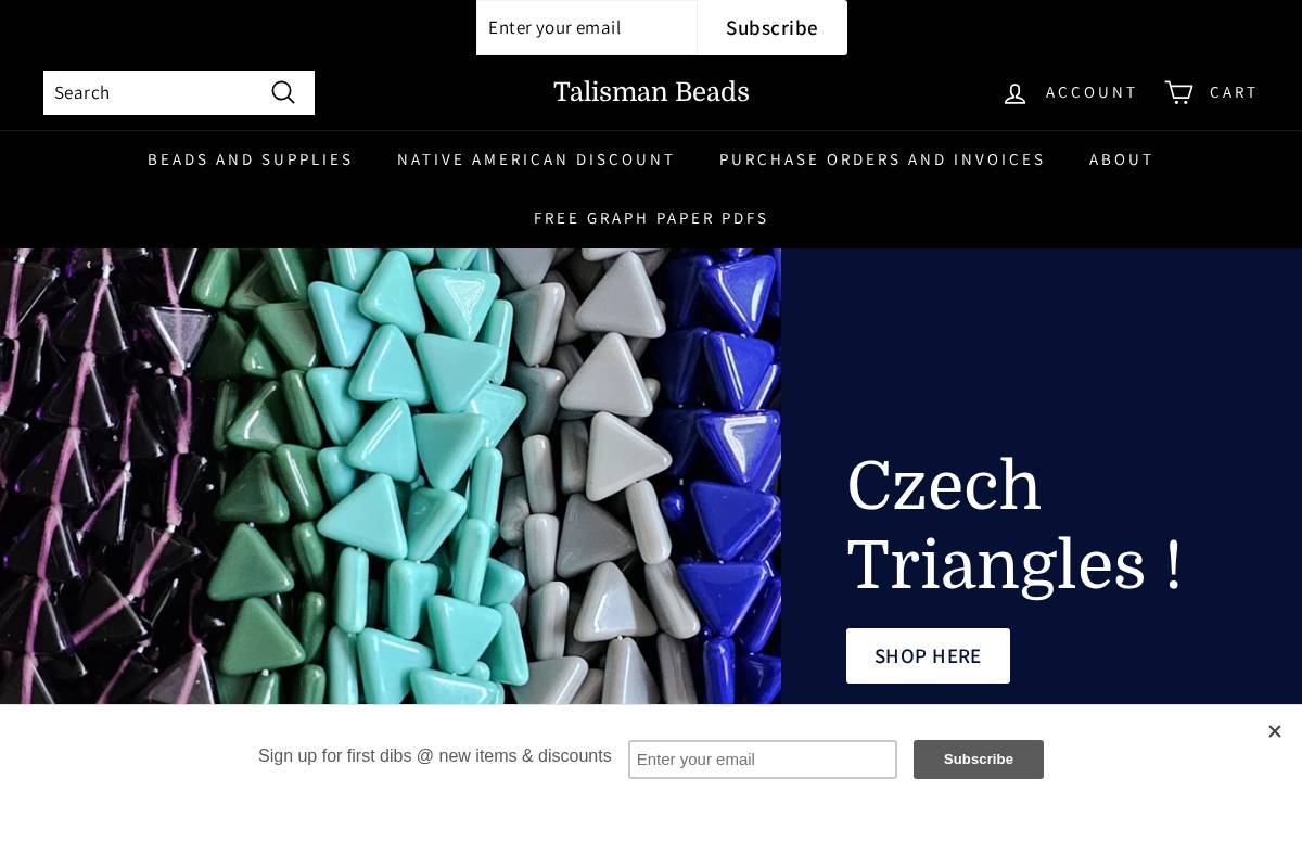 talisman-beads.com homepage screenshot