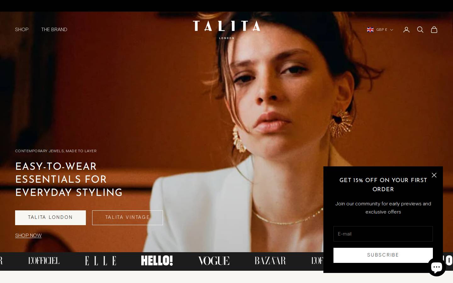 Talitalondon homepage screenshot