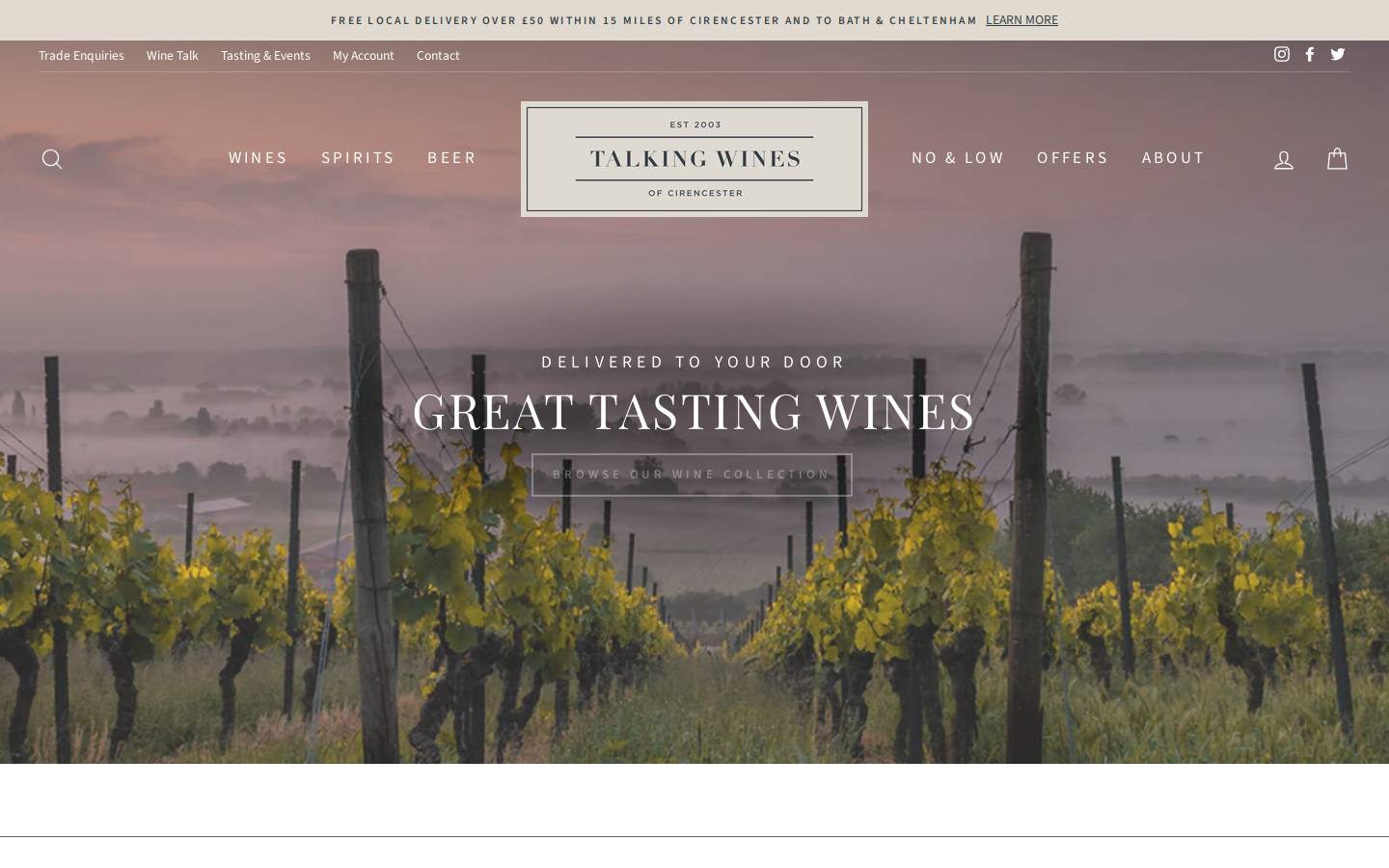 Talkingwines homepage screenshot