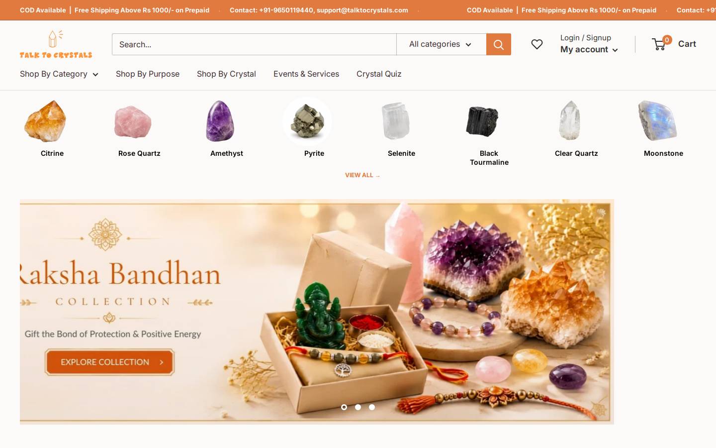 talktocrystals.com homepage screenshot