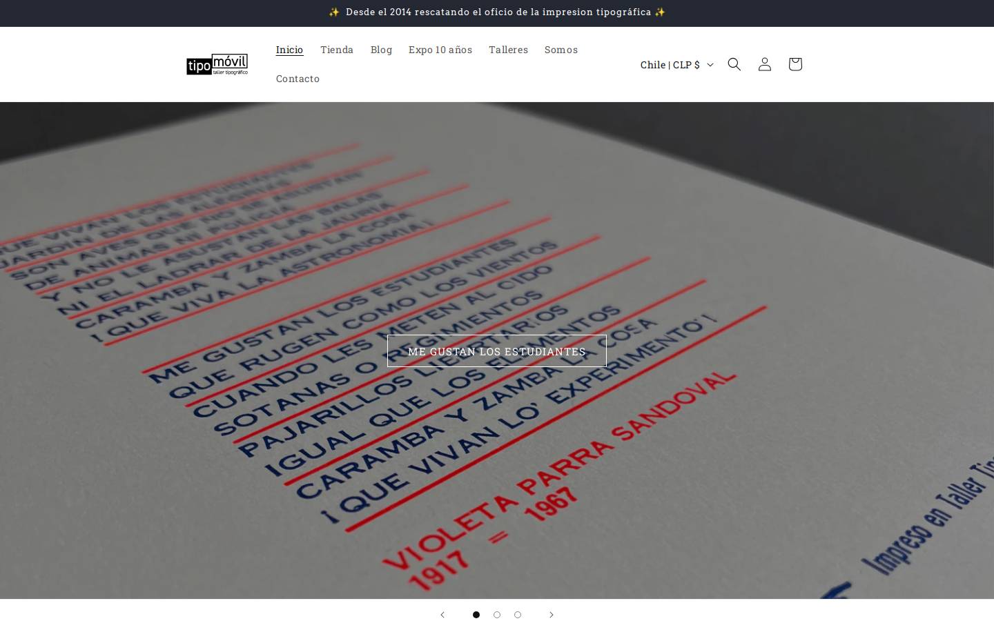 tallertipo.cl homepage screenshot