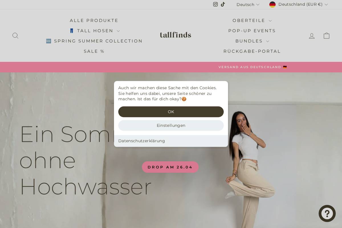 Tallfinds homepage screenshot