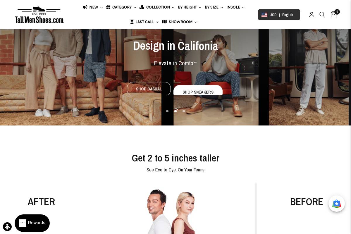 Tallmenshoes.com homepage screenshot