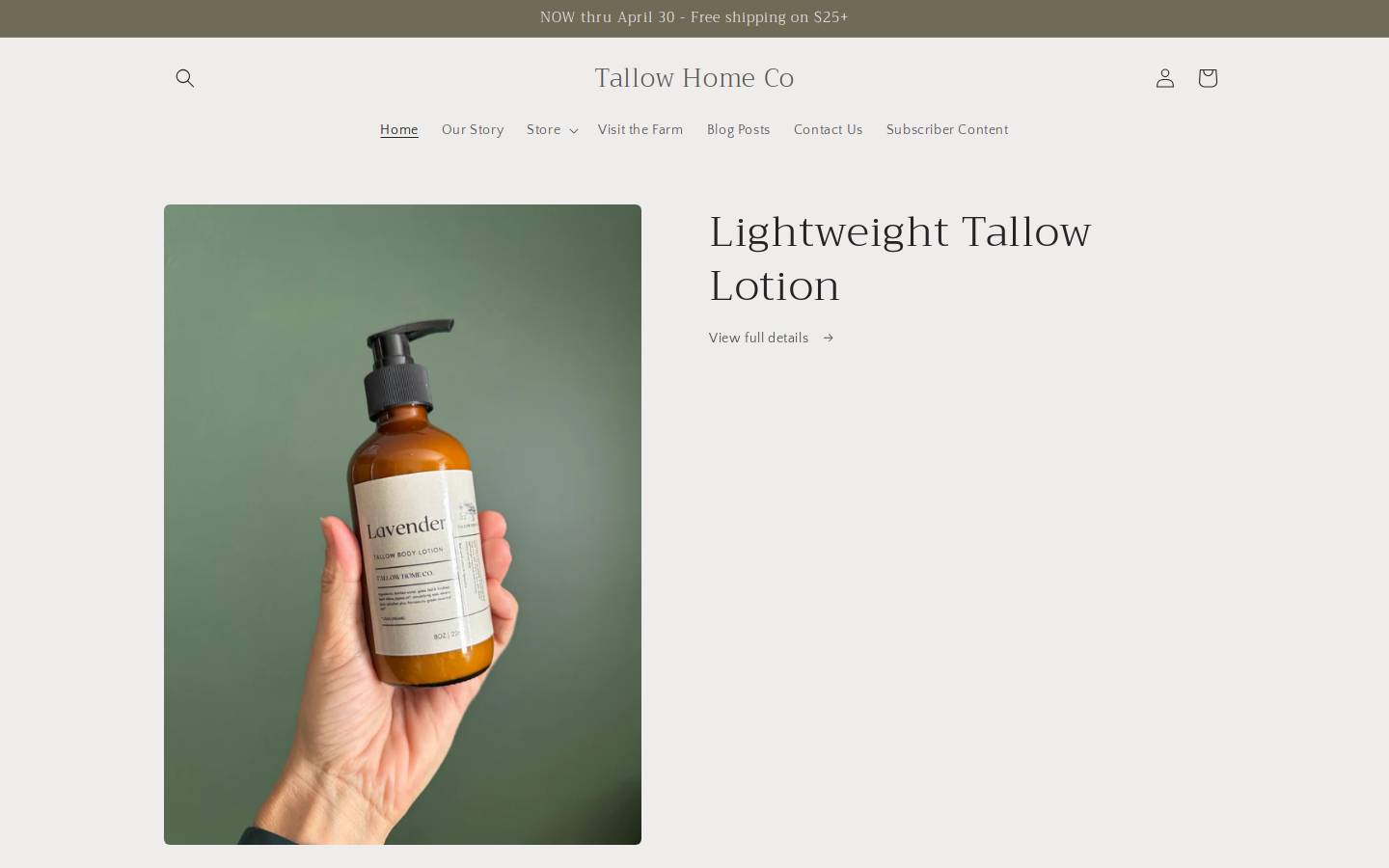 tallowhomeco.com homepage screenshot