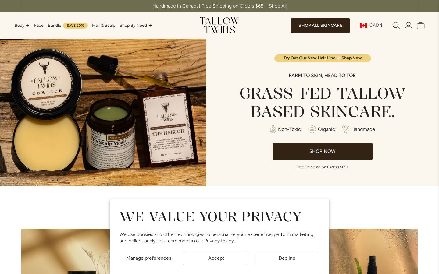 tallowtwins.ca homepage screenshot