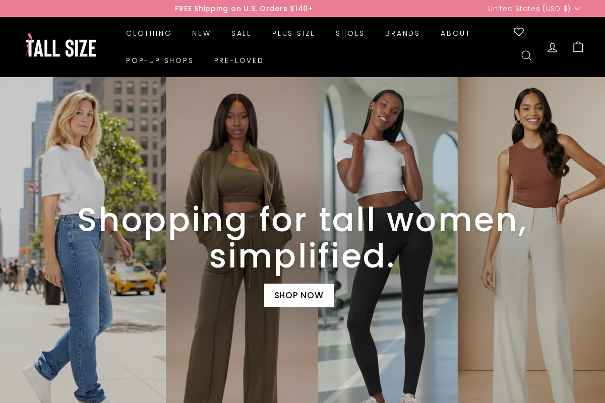 Tall Size homepage screenshot
