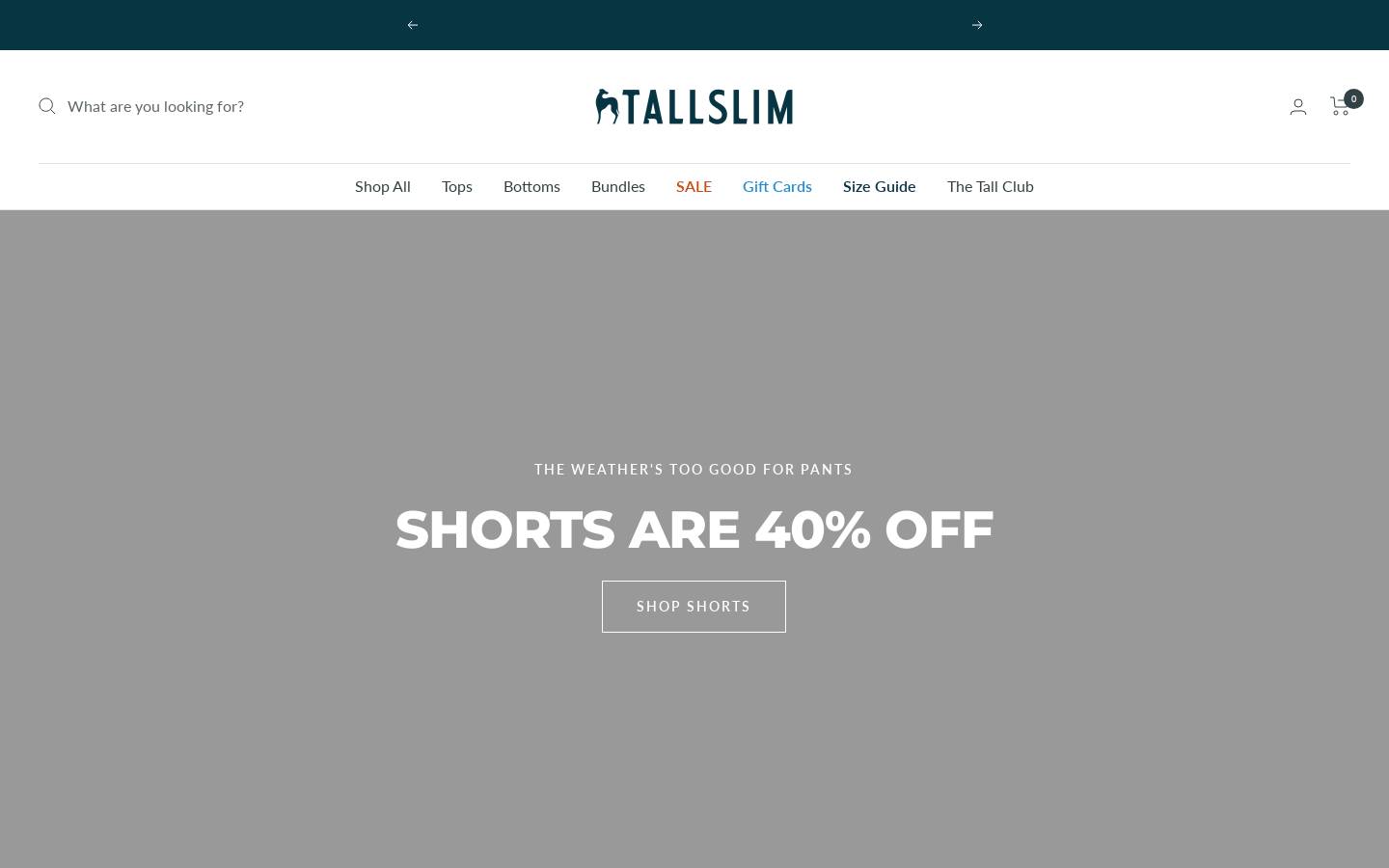 tallslimtees.com homepage screenshot