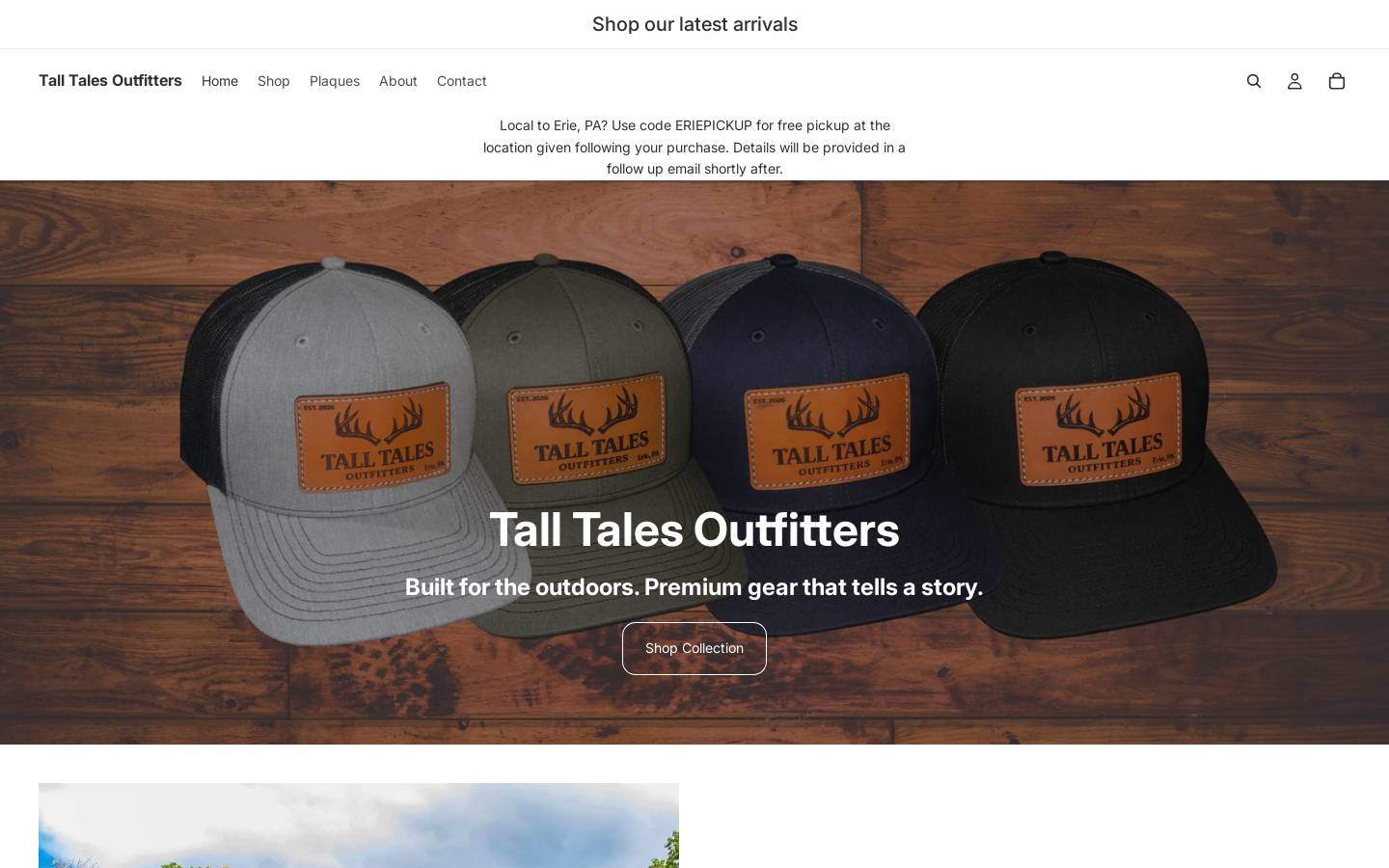 talltalesoutfitters.com homepage screenshot