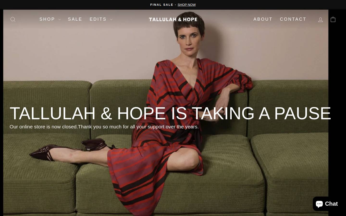 Tallulahandhope homepage screenshot