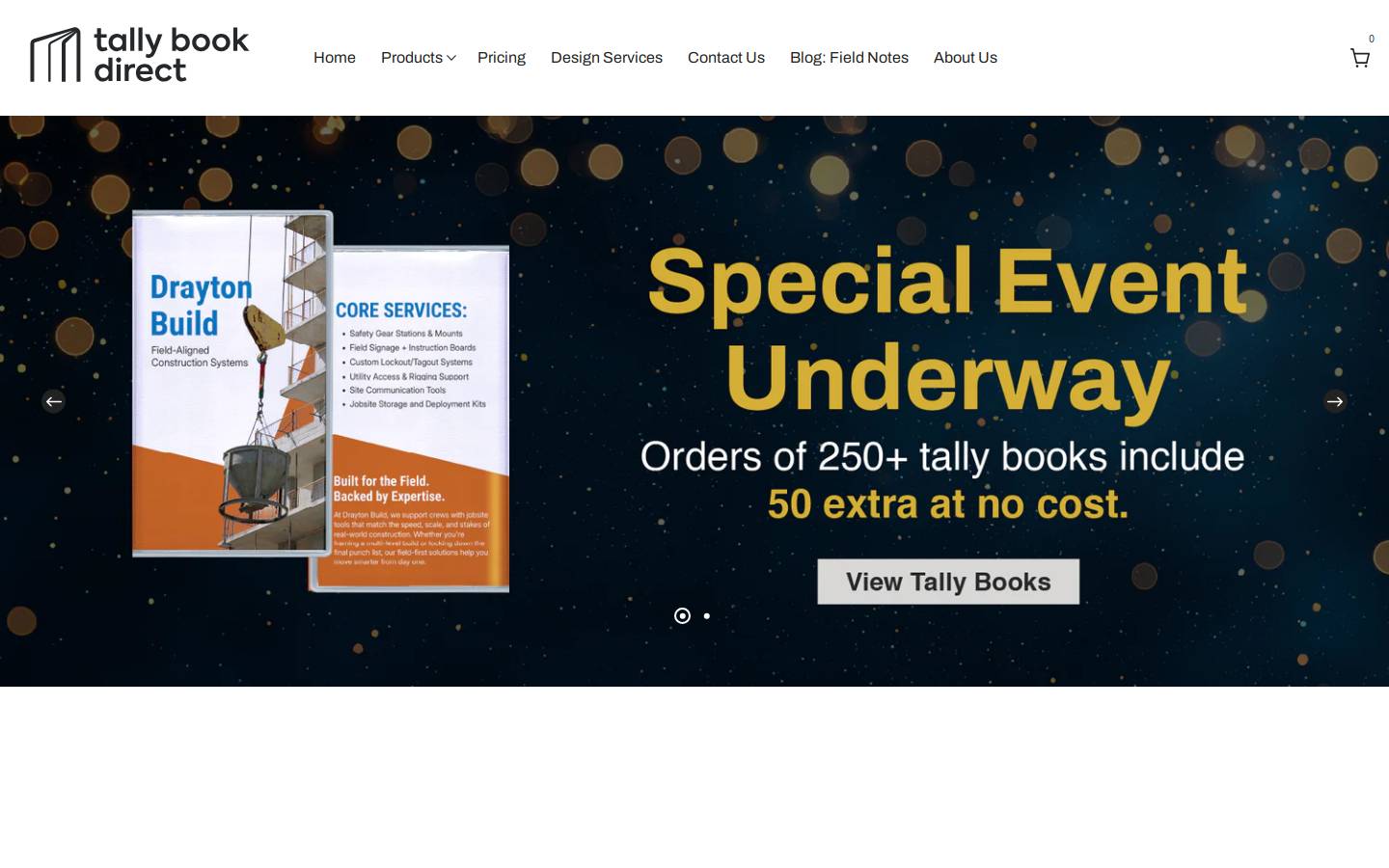 tallybookdirect.com homepage screenshot