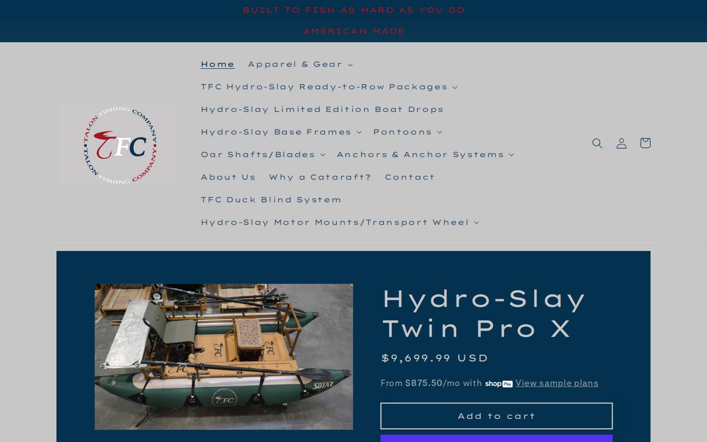 talonfishingcompany.com homepage screenshot