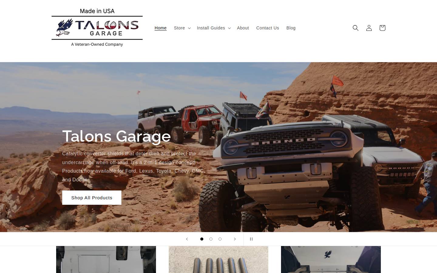 talonsgarage.com homepage screenshot