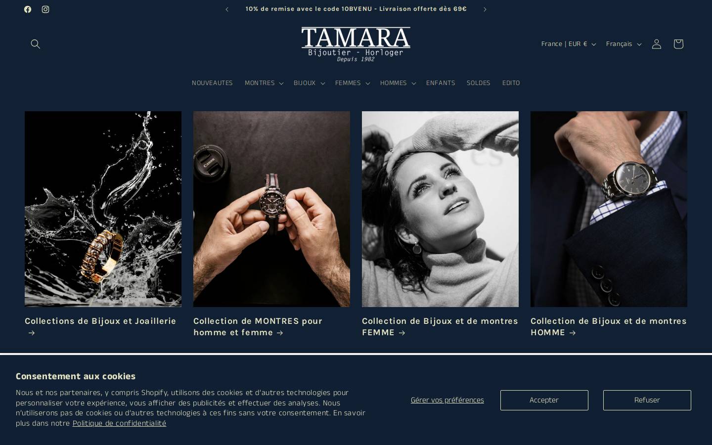 Bijouterie TAMARA homepage screenshot
