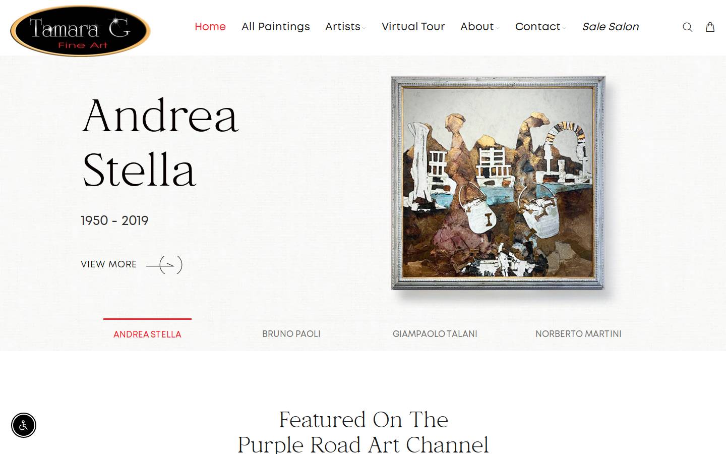 tamaraggalleries.com homepage screenshot