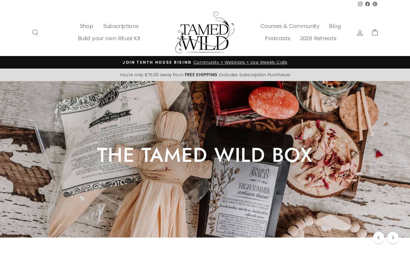 Tamedwild homepage screenshot