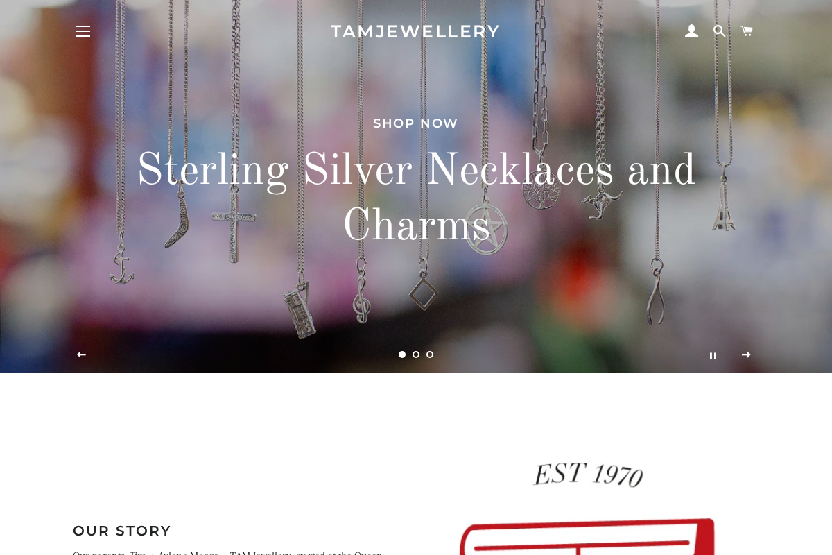 tamjewellery.com.au homepage screenshot