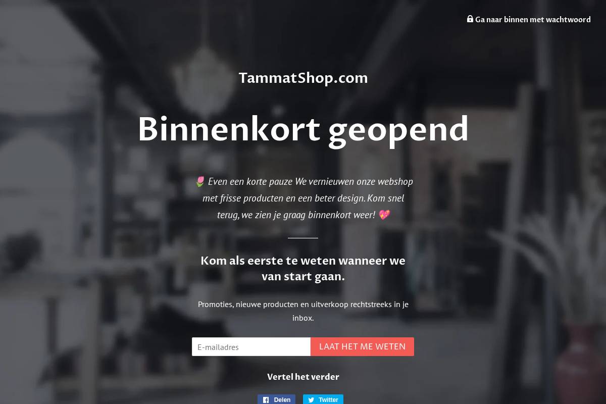 Tammatshop homepage screenshot