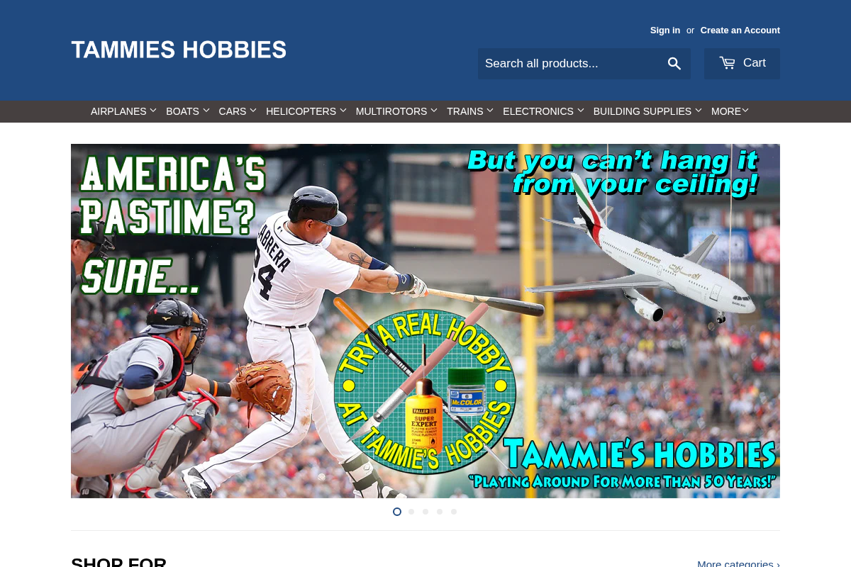 Tammies Hobbies homepage screenshot