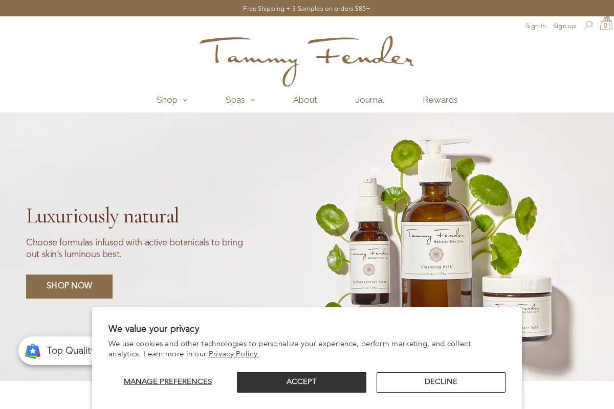 tammyfender.com homepage screenshot