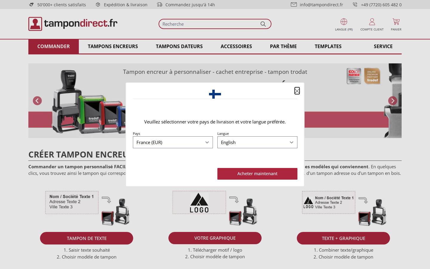 tampondirect.fr homepage screenshot