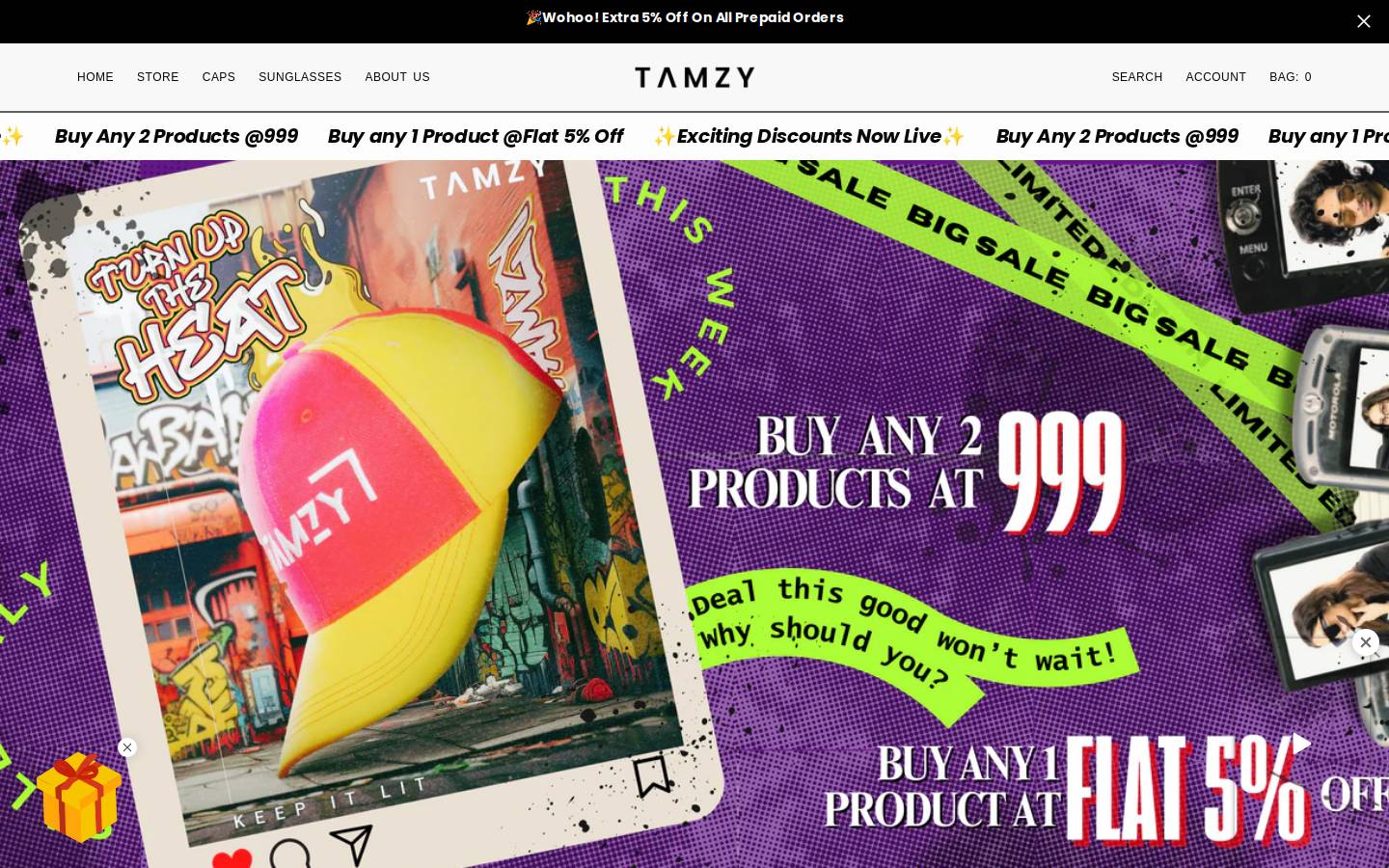 Tamzy homepage screenshot