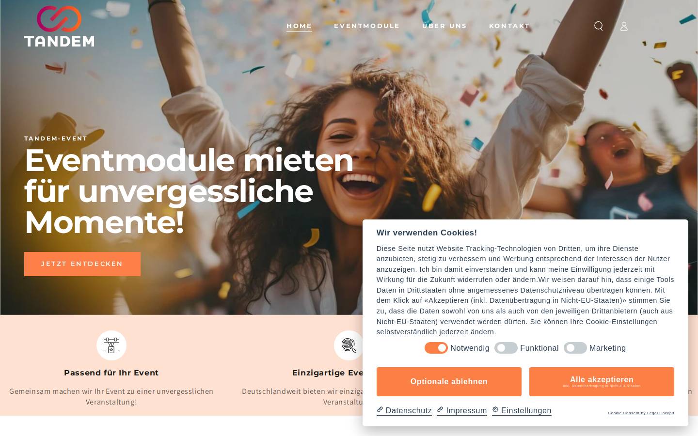 Tandem Event homepage screenshot