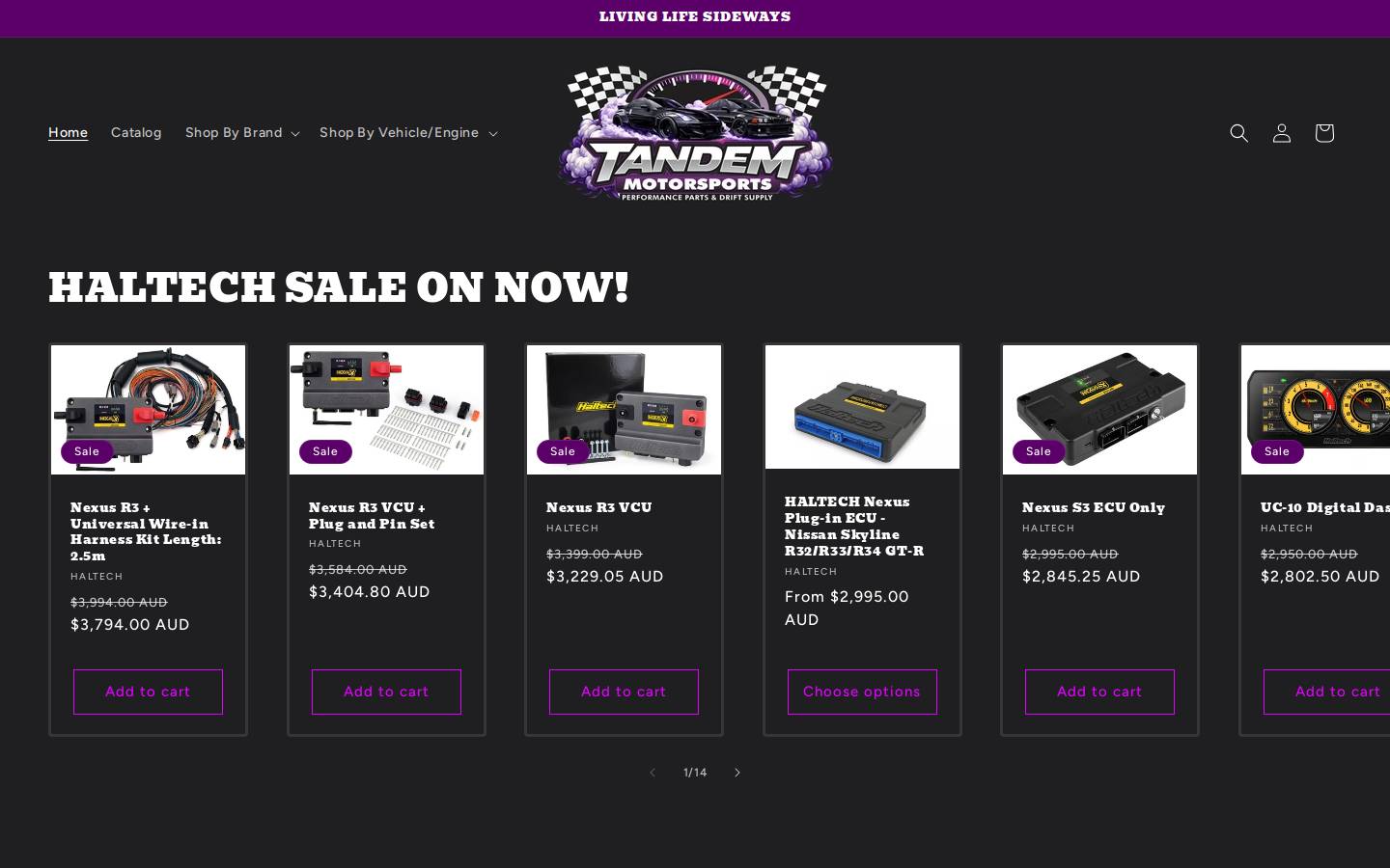 tandemmotorsports.com homepage screenshot