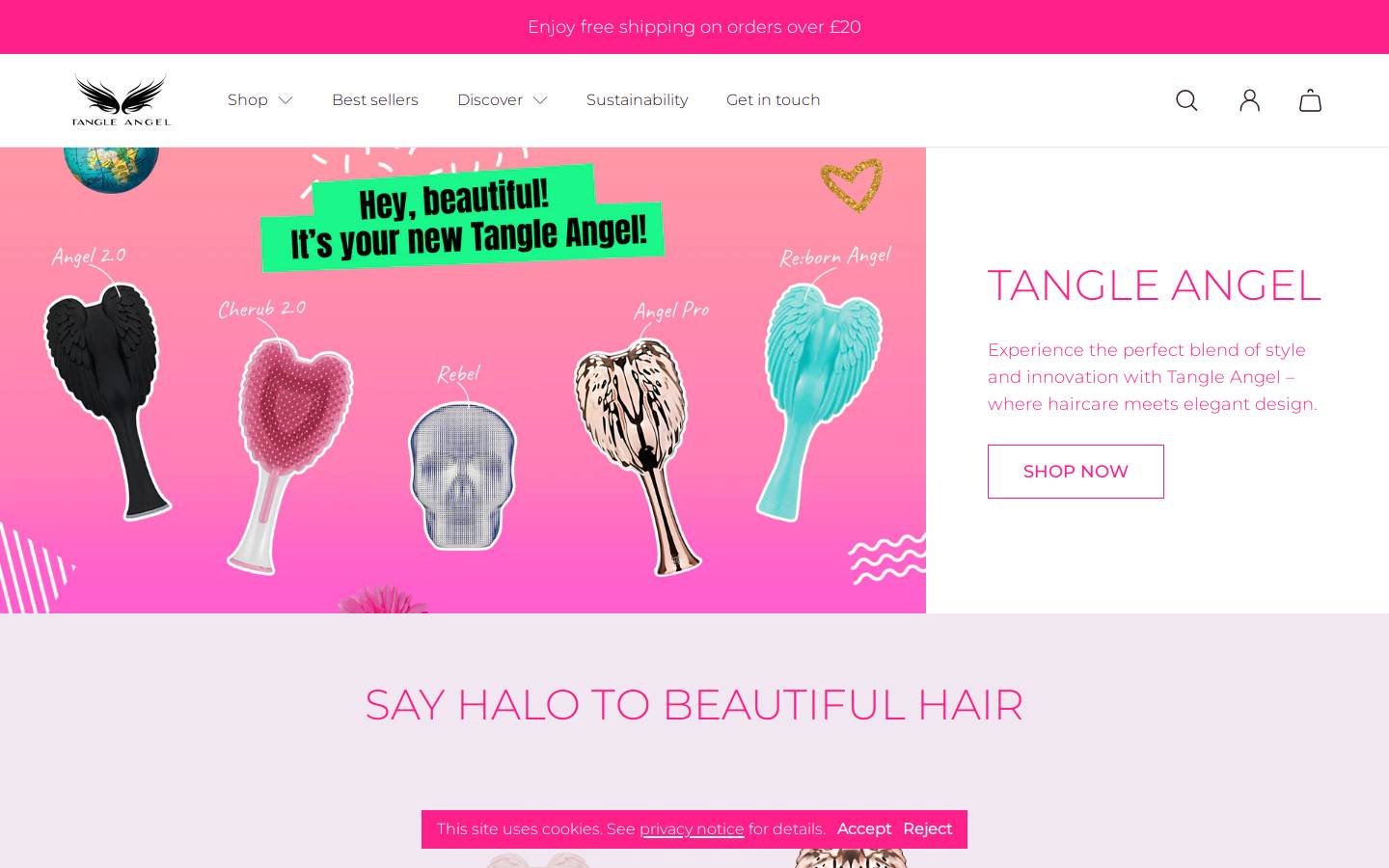 Tangle Angel homepage screenshot