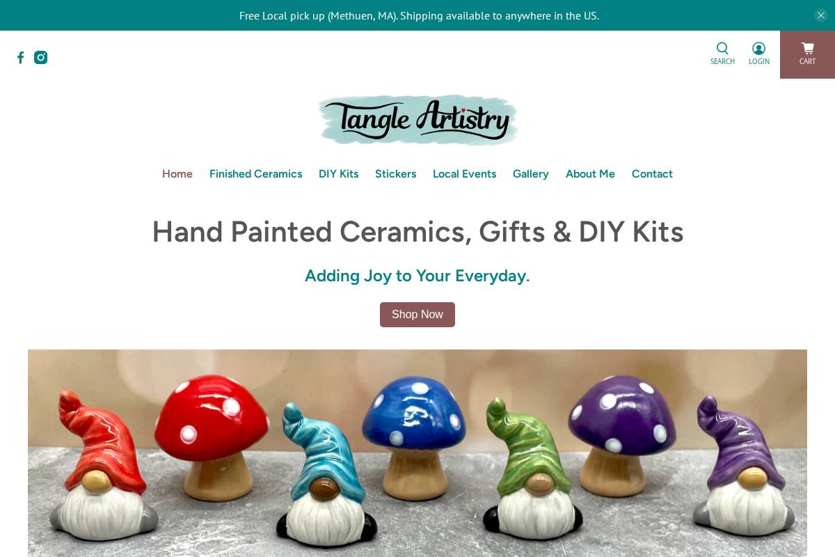 tangleartistry.com homepage screenshot