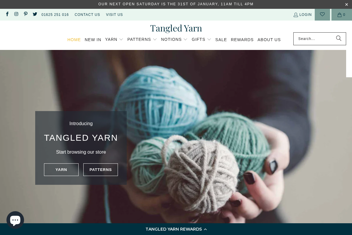 Tangled Yarn homepage screenshot