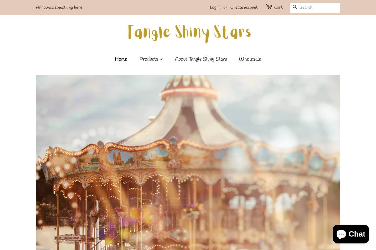 tangleshinystars.com homepage screenshot