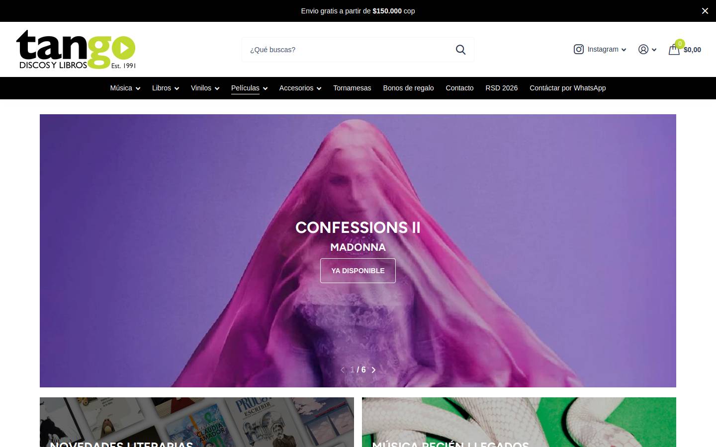 tangodiscos.co homepage screenshot