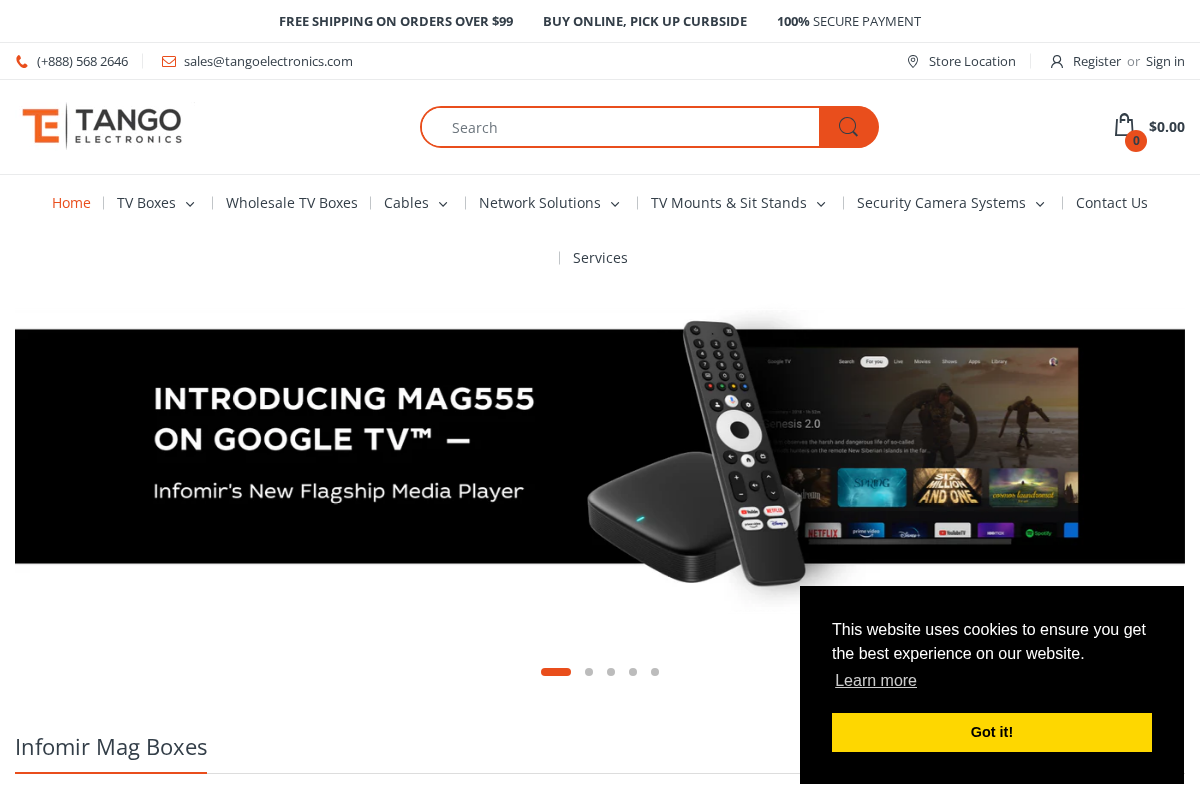 tangoelectronics.com homepage screenshot