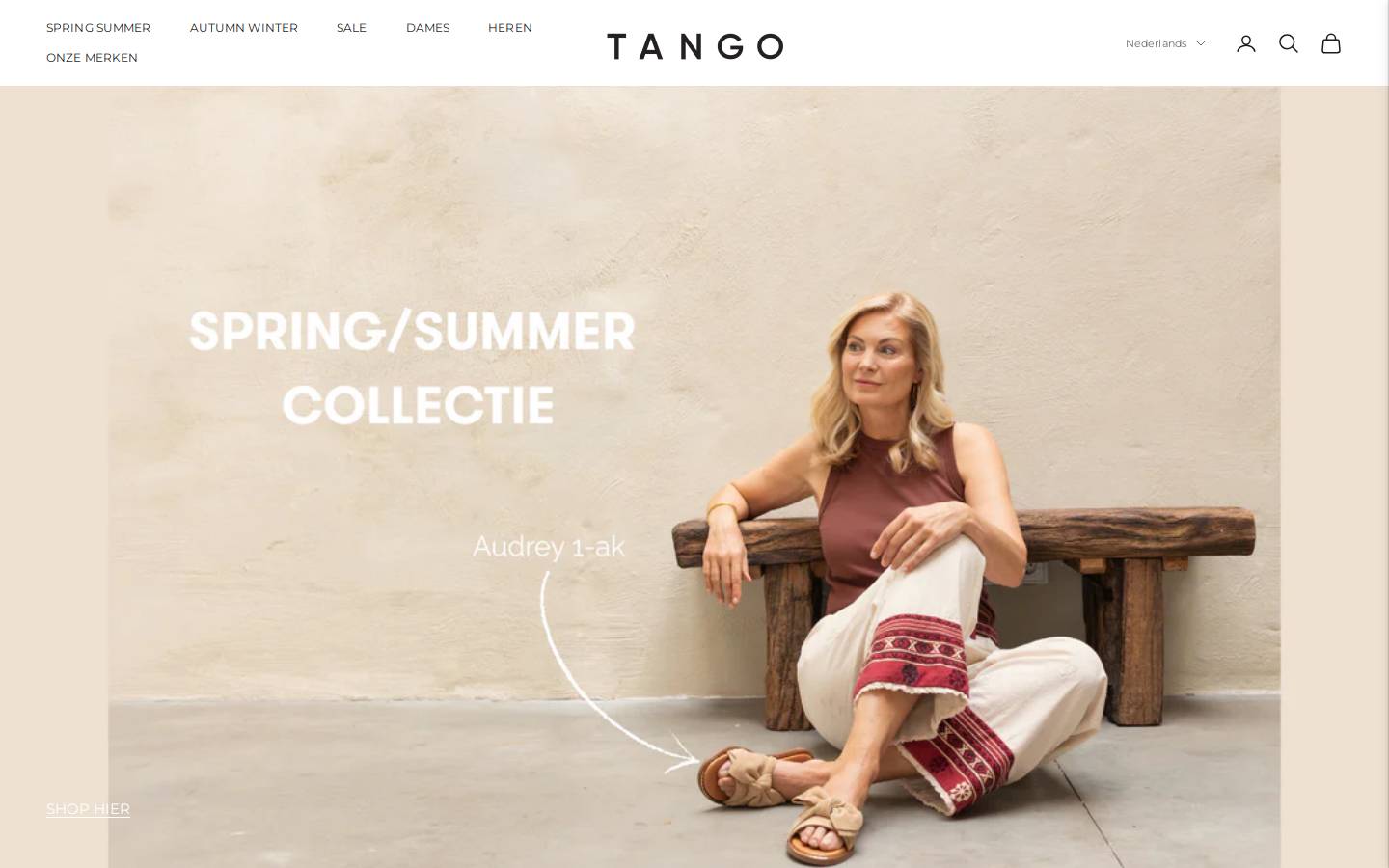 Tango Shoes homepage screenshot