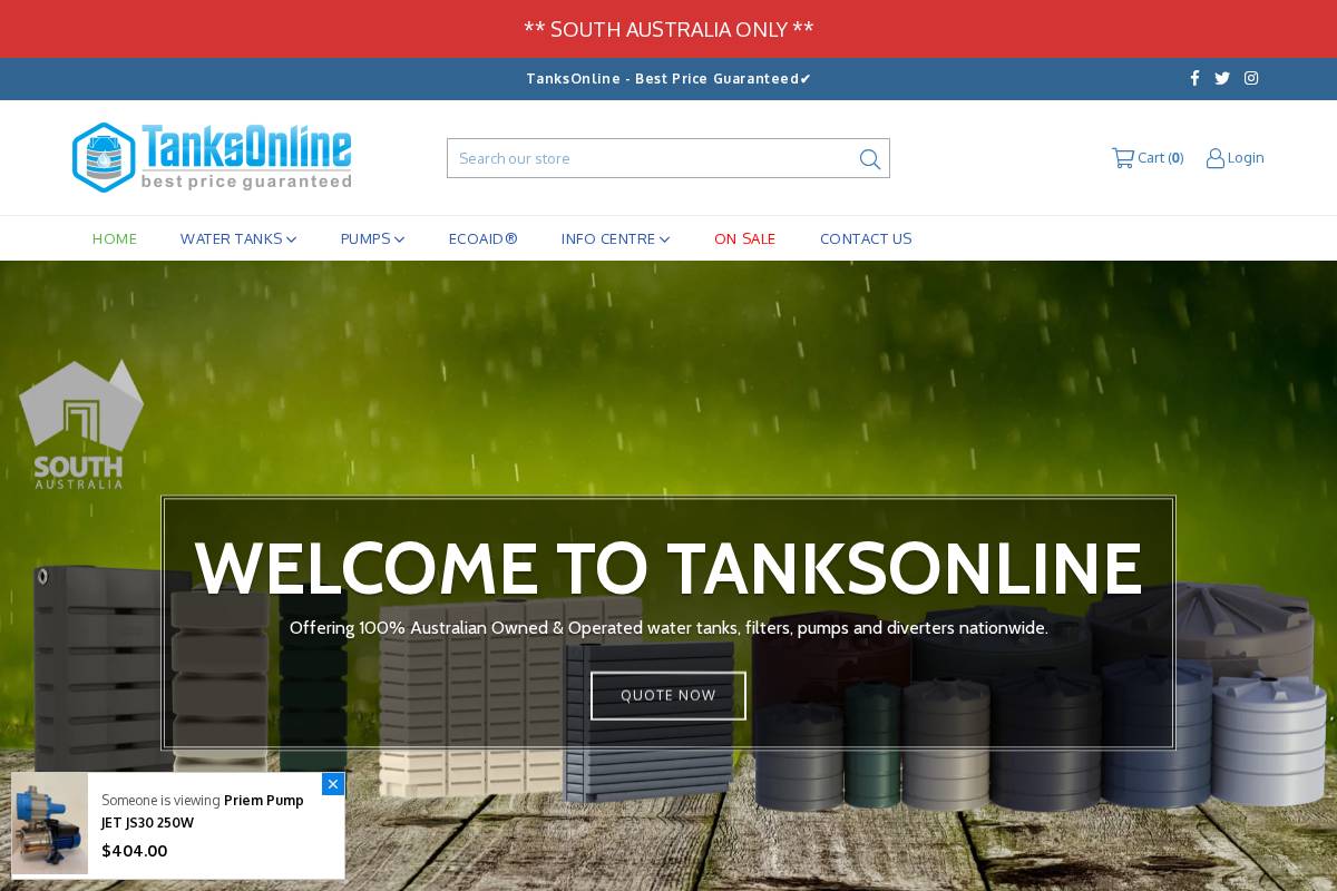 tanksonline.com.au homepage screenshot