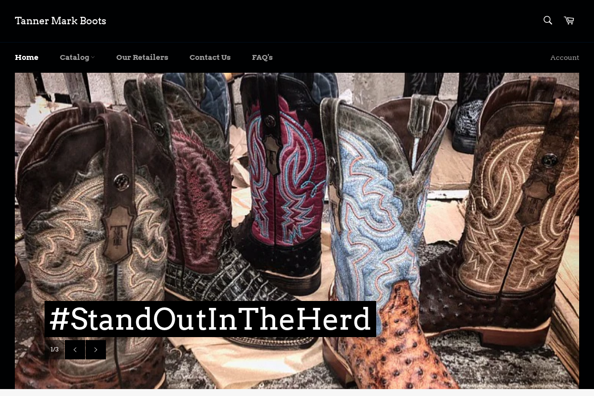 Tanner Mark Boots homepage screenshot