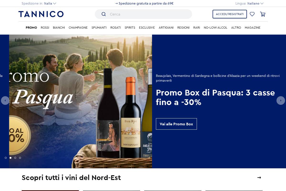 Tannico homepage screenshot