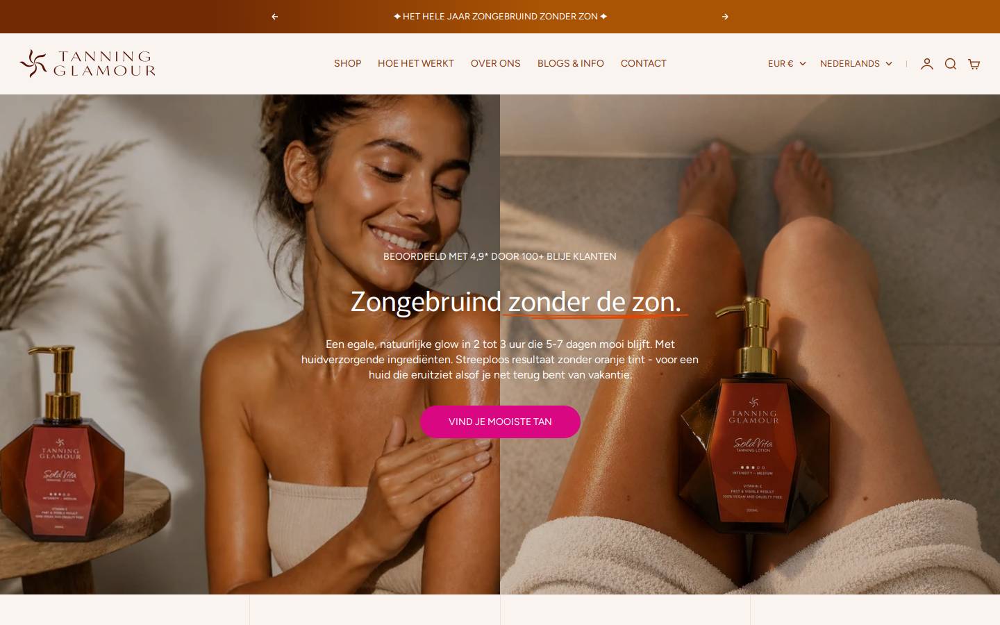 Tanning Glamour homepage screenshot