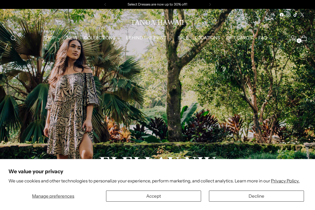 Tanoa Hawaii homepage screenshot