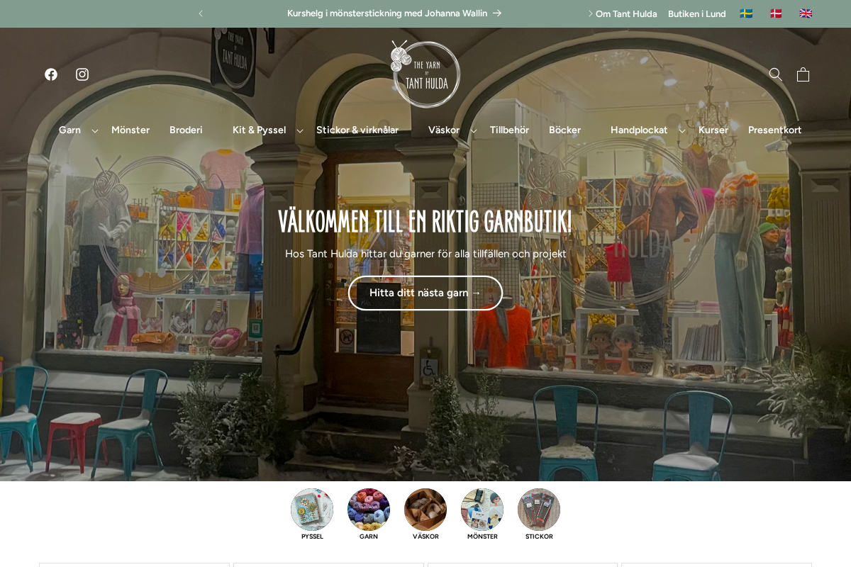 Tant Hulda homepage screenshot