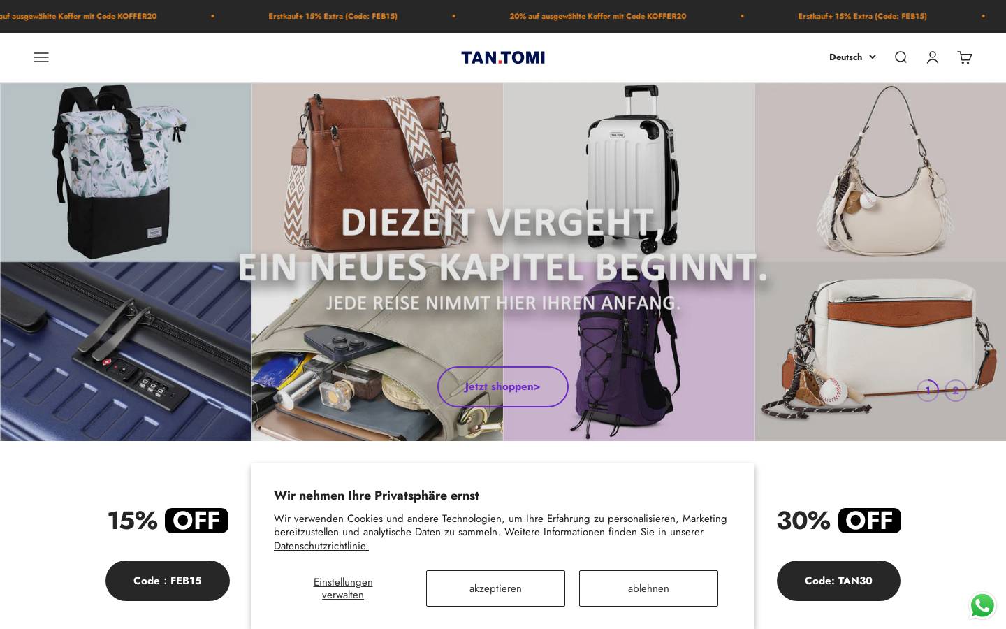 tantomi.de homepage screenshot