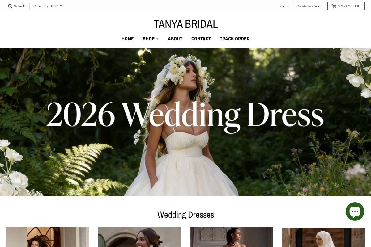 tanyabridal.com homepage screenshot