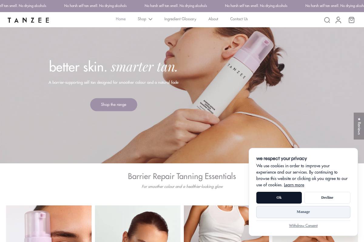 tanzee.com.au homepage screenshot